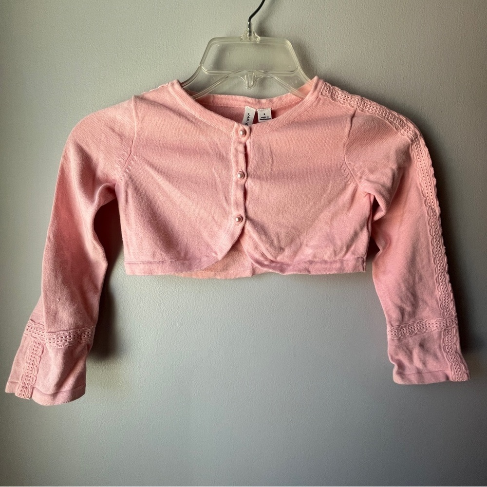 Janie and Jack Pink Button Down Cropped Caridgan